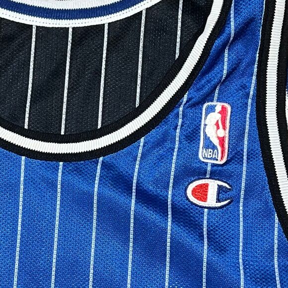 Champion Orlando Magic #1 Vintage NBA Basketball Jersey Pinstripe Blue Size 44 - Picture 6 of 6